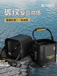 Portable Folding Fishing Bucket with Net Lid and Water Rope for Live Fish, Camping, and Outdoor Activities