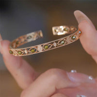 Natural Peridot Crystal Bracelet for Women, New Chinese Style Stackable Bangle, Trendy Lightweight Luxury Gift