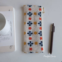 Embroidered Fabric Pencil Case Japanese Style High-End Artistic Girl Forest Series College Student Makeup Brush Storage Long Cosmetic Bag