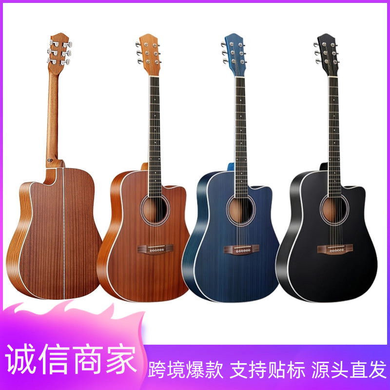 41-inch Sapele Matte Acoustic Guitar Set with Cutaway