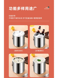304 Stainless Steel High-End Ice Bucket for Home Bar KTV Portable Beer Champagne Red Wine Outdoor Picnic Fruit Cooler