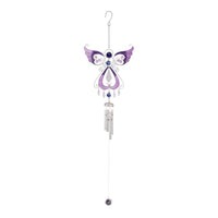 Angel Wind Chime with Stained Glass and Aluminum Tubes - Outdoor Garden Decor Metal Sun Catcher Ornament