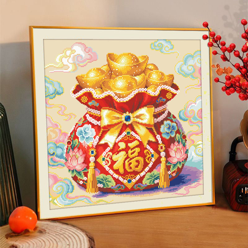 2026 New Cross Stitch Kit for Living Room Embroidery - Lucky Character and Bag Design