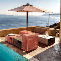 Outdoor Woven Rope Lounge Chair and Ottoman Set for Patio Garden Balcony