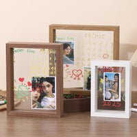 Double-Sided Glass Photo Frame with DIY Art Kit, Desktop Display for Photos and Drawings