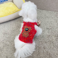 Pet Christmas Knitted Suspender Apron for Small Dogs - Festive Holiday Outfit