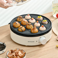 SOTDONR 4-Hole Electric Egg Frying Pan with Removable Plates, Small Household Breakfast Machine with Temperature Control