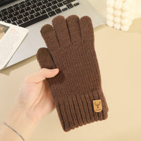 Men's Winter Cycling Alpaca Wool Knit Touchscreen Gloves - Thickened Warm Windproof Cold-Resistant Full Finger Outdoor Gloves