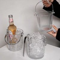 Glass Ice Bucket with Handle, Thickened Large Capacity Champagne Beer Cooler for Bar KTV Home Use