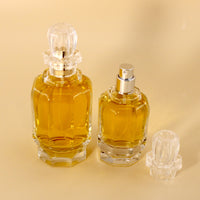 Vintage Clear Glass Perfume Atomizer Bottle with Press Spray Cap, Refillable Fragrance Container