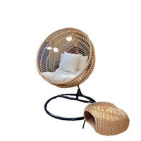 Indoor Outdoor Rattan Weave Hanging Basket Chair with Cushion