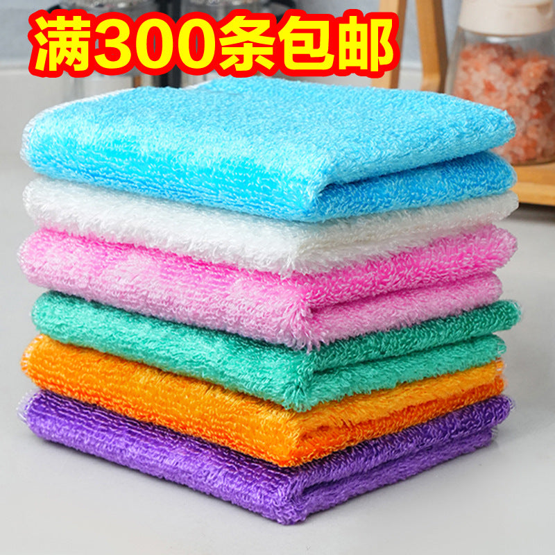 Bamboo Fiber Dishcloths Non-Stick Oil Double-Layer Cleaning Cloth for Kitchen