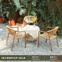 Outdoor Rattan Wicker Patio Dining Set with Table and Chairs for Garden Balcony