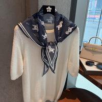 Korean Style Triangle Scarf for Women, Versatile Imitation Silk Printed Shawl, Decorative Neck Scarf