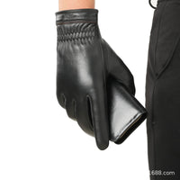 Men's Sheepskin Leather Gloves, Warm Fleece Lined Touchscreen Winter Outdoor Cycling Gloves