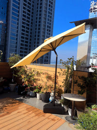 Half Patio Umbrella Rectangular Outdoor Garden Balcony Sun Shade Rain Protection