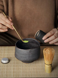 JiuTu Japanese Style Ceramic Matcha Bowl and Whisk Set