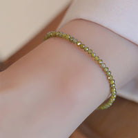 Natural Peridot Crystal Bracelet for Women, New Chinese Style Stackable Bangle, Trendy Lightweight Luxury Gift
