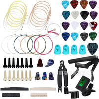Guitar Accessories Kit with Strings, Picks, Capo, Tuner, and String Changing Tool