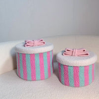 Dopamine Cotton Rope Woven Storage Basket with Lid for Cosmetics and Snacks