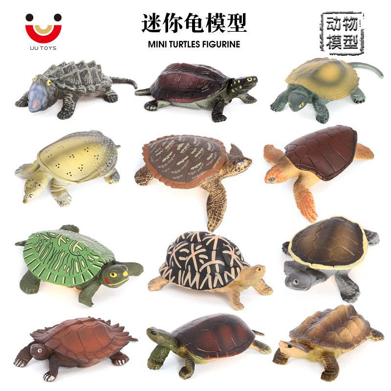 Miniature Solid Simulation Marine and Land Turtle Figurines for Kids' Cognitive Play and Decoration