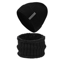 Men's Wool Knit Beanie Hat and Scarf Set with Fleece Lining for Winter