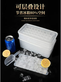 Clear Silicone Ice Cube Tray with Storage Box and Scoop, Stackable Ice Maker for Home Freezer