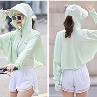 Ice Silk UV Protection Sun Hat with Integrated Face Mask and Shawl for Cycling