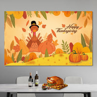 Thanksgiving Pumpkin Turkey Festival Banner Party Decoration Flag