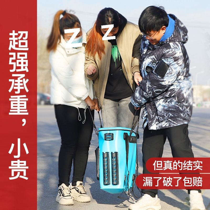 EVA Fishing Bucket Large Capacity Portable Foldable Live Fish Container with Lid Shoulder Strap