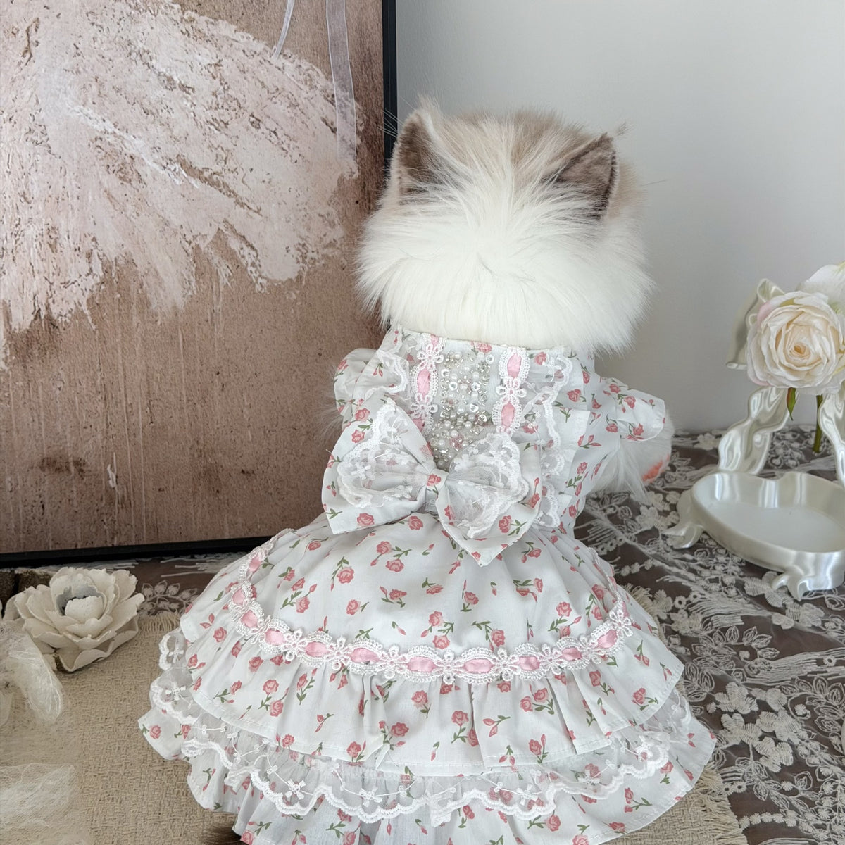Pet Princess Dress Pink Cherry Blossom Tutu for Small Dogs and Cats