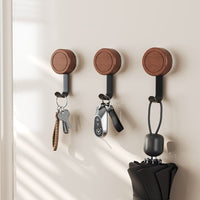 Solid Wood Adhesive Hooks for Bathroom Tissue Dispenser, Strong Bearing Capacity, Walnut Finish