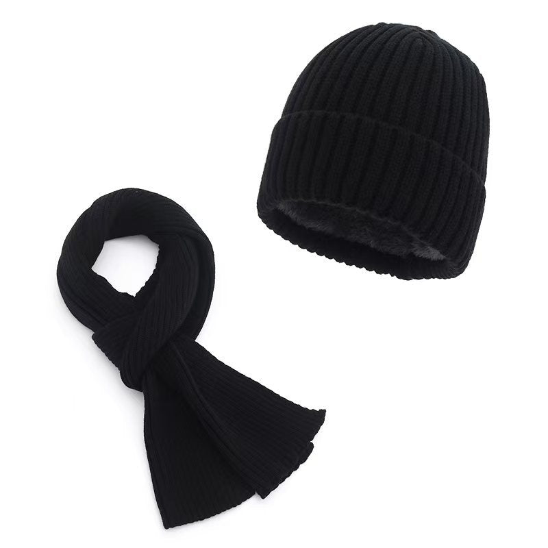 Winter Fleece Lined Knit Hat Scarf Gloves Set for Men and Women