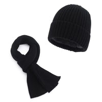 Winter Fleece Lined Knit Hat Scarf Gloves Set for Men and Women