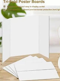 4-Pack Tri-Fold Presentation Boards, White/Black