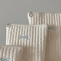 Ins Style Quilted Bowknot Storage Bag Set for Baby, Cosmetics & Travel