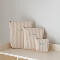 Ins Style Quilted Bowknot Storage Bag Set for Baby, Cosmetics & Travel