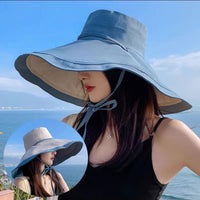 Women's Reversible Wide Brim Sun Hat UV Protection Foldable Fisherman Beach Cap