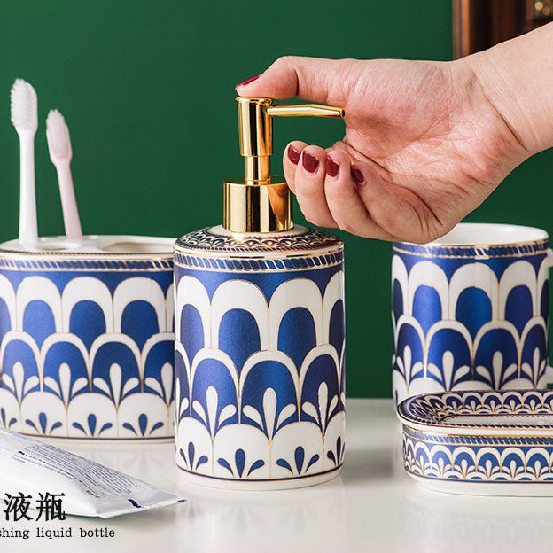 Luxury Ceramic Lotion Dispenser Bottle for Hand Soap, Shampoo, Shower Gel - Press Pump Bathroom Decor