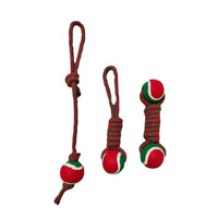 Christmas Pet Tennis Ball Chew Toy for Dogs, Interactive Cotton Rope Indoor Outdoor Training