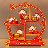 New Year Five Blessings God of Wealth Figurine Set for Home and Office Decor