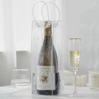 PVC Transparent Wine Bottle Cooler Bag with Handle for Champagne & Red Wine, Picnic & Gift