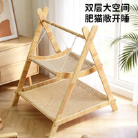 Cat Hammock Rocking Bed Wooden Pet Swing Lounger for Cats