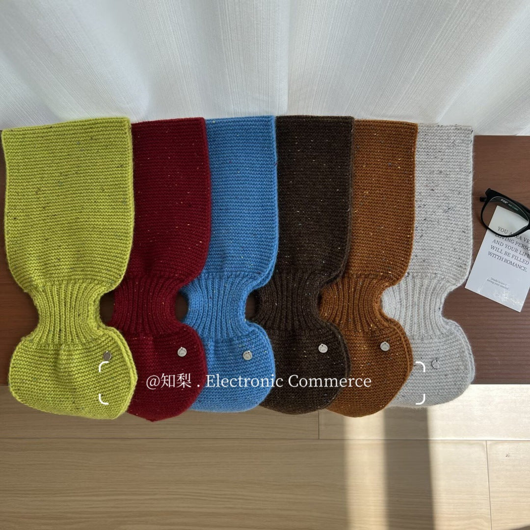 Korean Fashion Speckled Knit Cross Scarf Neck Warmer for Autumn/Winter