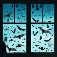 Halloween Static Cling Window Decals - Spooky Bat Spider Stickers for Living Room Bedroom Party Decor