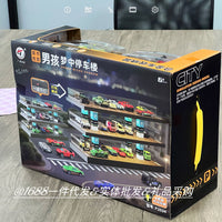 Guangwei Qidi 1:64 Diecast Car Parking Garage Display Case with 6 Cars