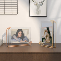 A4 Gold Metal Photo Frame Double-Sided Display Horizontal Vertical Nordic Geometric Glass Picture Frame