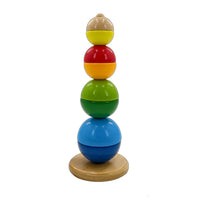 Montessori Wooden Rainbow Stacking Hemisphere Toy for Toddlers