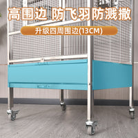 Large Stainless Steel Bird Cage for Parrots and Cockatiels, Indoor Square Aviary with Anti-Splash Design