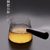 Wooden Handle Hammered Glass Gongdao Bei Tea Pitcher